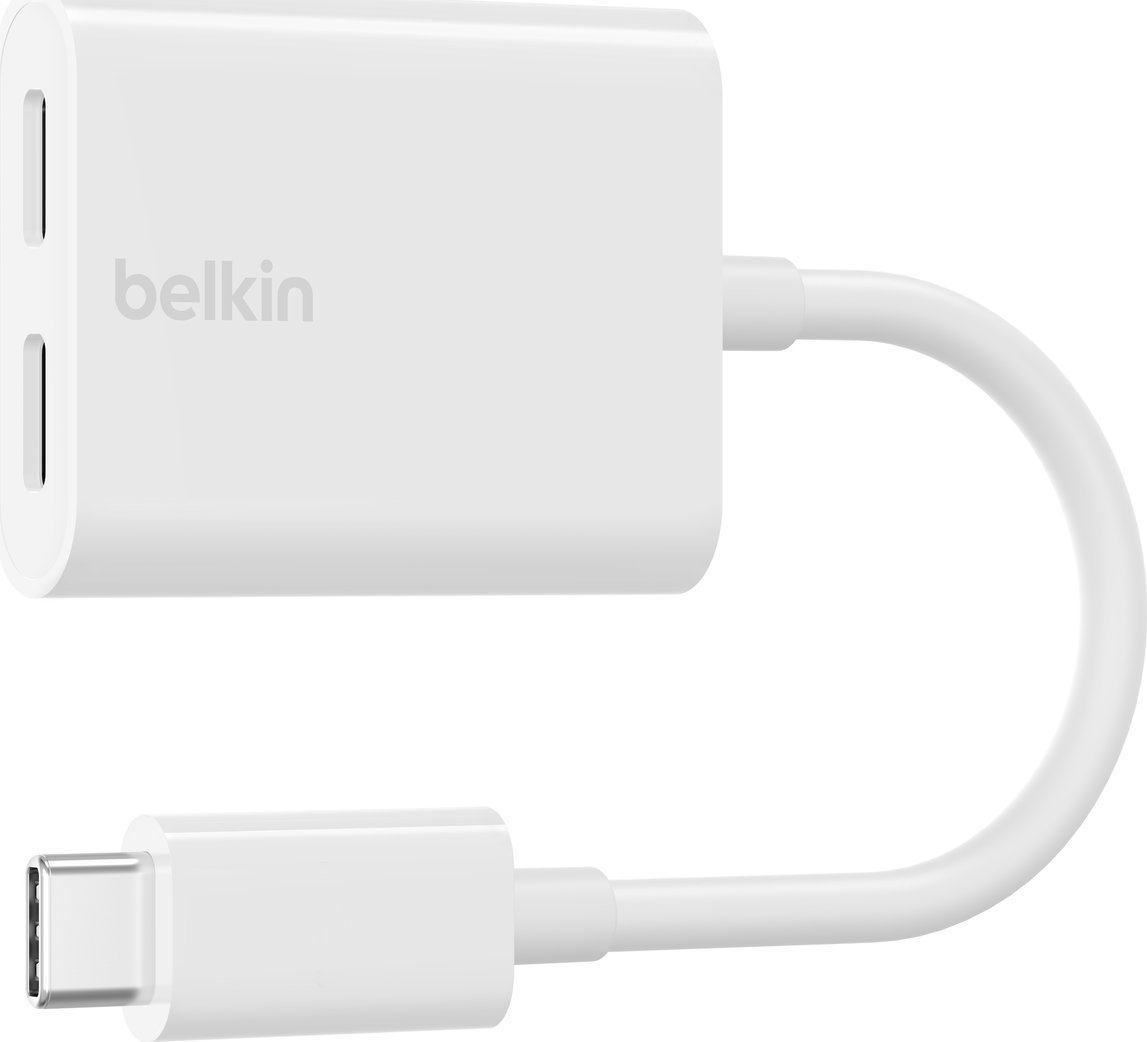 Adapter USB Belkin Adapter Dual USB-C Audio + Charge Rockstar białe