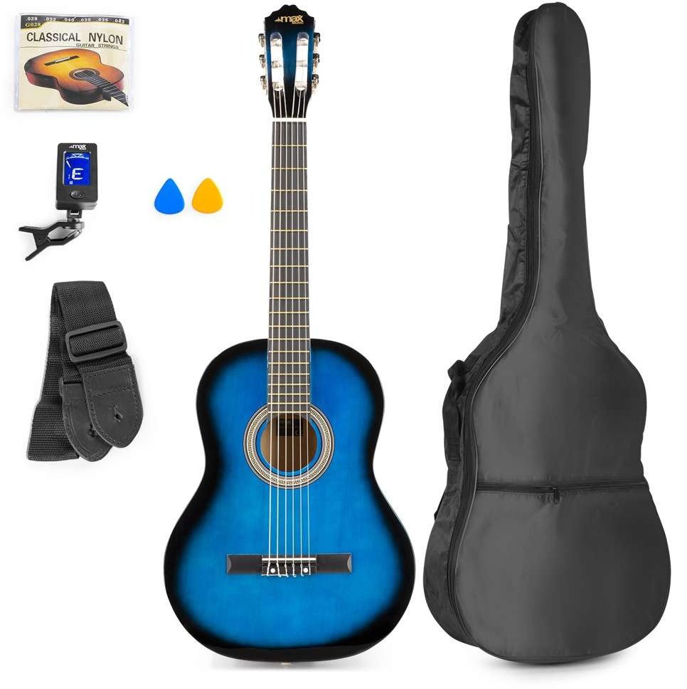 Zestaw: Gitara klasyczna 39'' SoloArt Max niebieska+ akcesoria one size