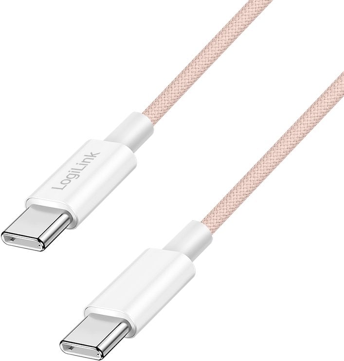 LogiLink USB-C 1.5m w nylonowym oplocie różowy