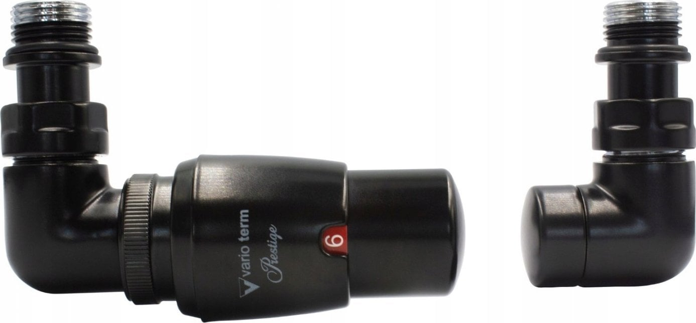 Varioterm Zestaw grzejnikowy Vision termostatyczny lewy czarny mat