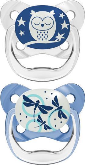 Dr Browns DR BROWN`S PV12008-SMOCZEK ORTODONTYCZNY PREVENT 0-6 M-CY 2PAK ŚWIECĄCY W CIEMNOŚĆI NIEBIESKI