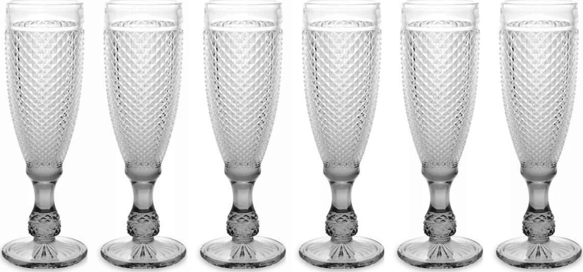 Vivalto Kieliszek do szampana z kryształowym wzorem, 185 ml, 6 sztuk