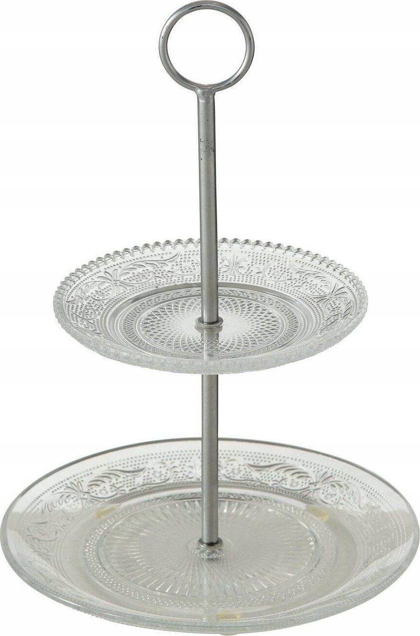 Boltze Szklana patera z dwoma poziomami, RELIEF, 28 cm