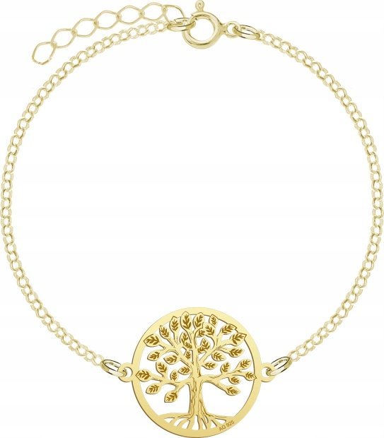 MEJK Jewellery Bransoletka Złota Drzewko Szczęścia Prezent na Dzień Kobiet ŻYCZENIA GRATIS