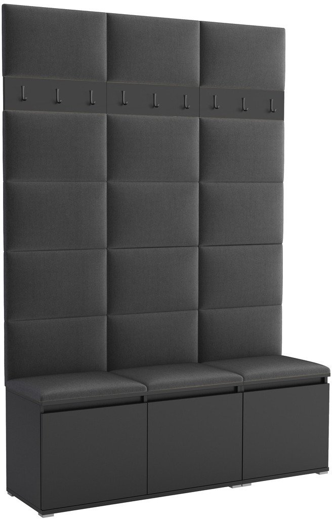 Tapicerowana garderoba Noris III - kolor czarny + tkanina Trinity 15