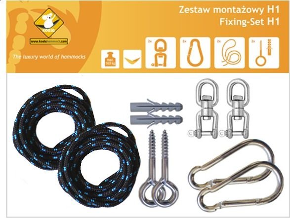 Koala Zestaw montażowy H1 do hamaków, czarny (koala/zh1_16)