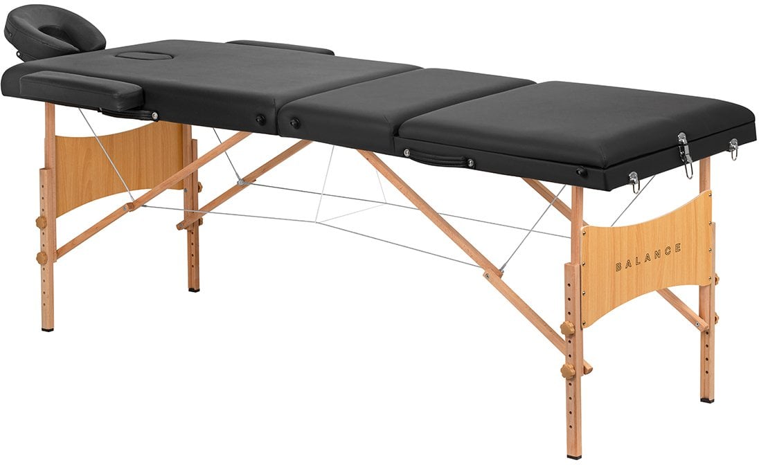 Stół składany do masażu drewniany Balance 3 segmentowe czarny