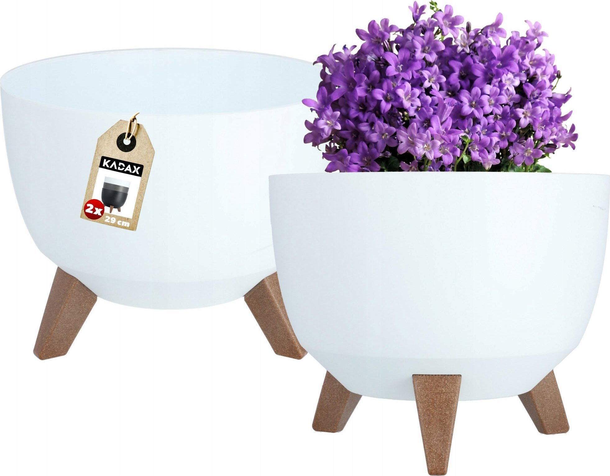 Kadax KADAX 2x Doniczka Na Nóżkach Misa Wkład 29cm Biała