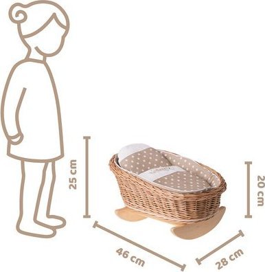 WickerPL Bujane Łóżeczko wiklinowe dla lalek z imieniem 46x28 H20/25