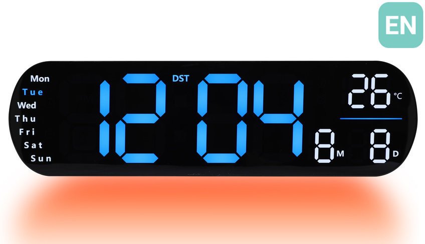 Zegarek JVD Zegar sieciowy LED DH5502.1 cyfry 7,5 cm, termometr, budzik, wersja angielska