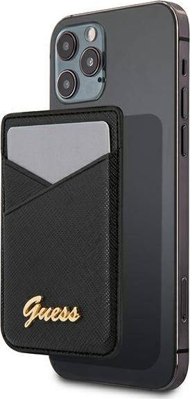 Guess Kieszeń na karty Wallet Card Slot GUWMSSASLBK MagSafe Saffiano czarny/black