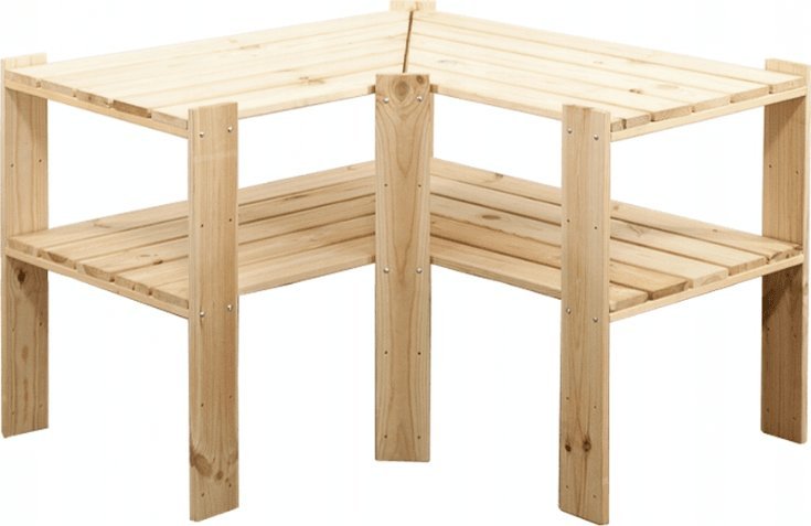 Wamar-Sosenka MAXI Regał Narożny Drewniany 64x80x50 cm 2 Półki ażurowe Surowy Drewno sosnowe Naturalny MAXI-2WA / Wamar-Sosenka