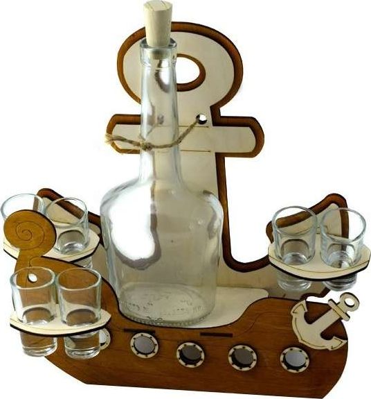 Anapol Karafka do wódki 0,5l Kotwica Statek +6 kieliszki