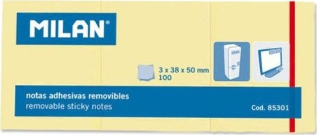 Milan Karteczki samoprzylepne 3x38x50/100K żółte MILAN