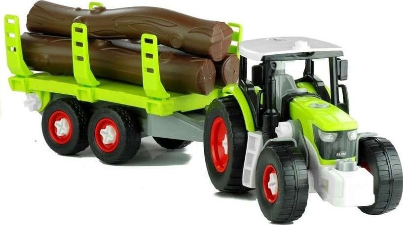 LeanToys Lean Toys Traktor montażowy z przyczepą na drewno 43 cm