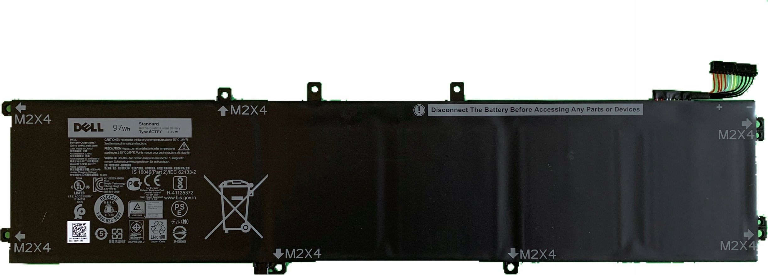 Bateria Dell Battery, 97WHR, 6 Cell,