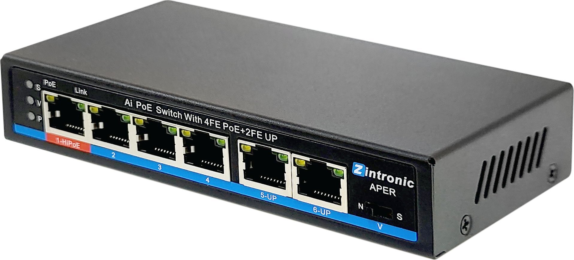 SWITCH POE APER ZINTRONIC 4FE x POE + 2FE UPLINK HI-POE 65W