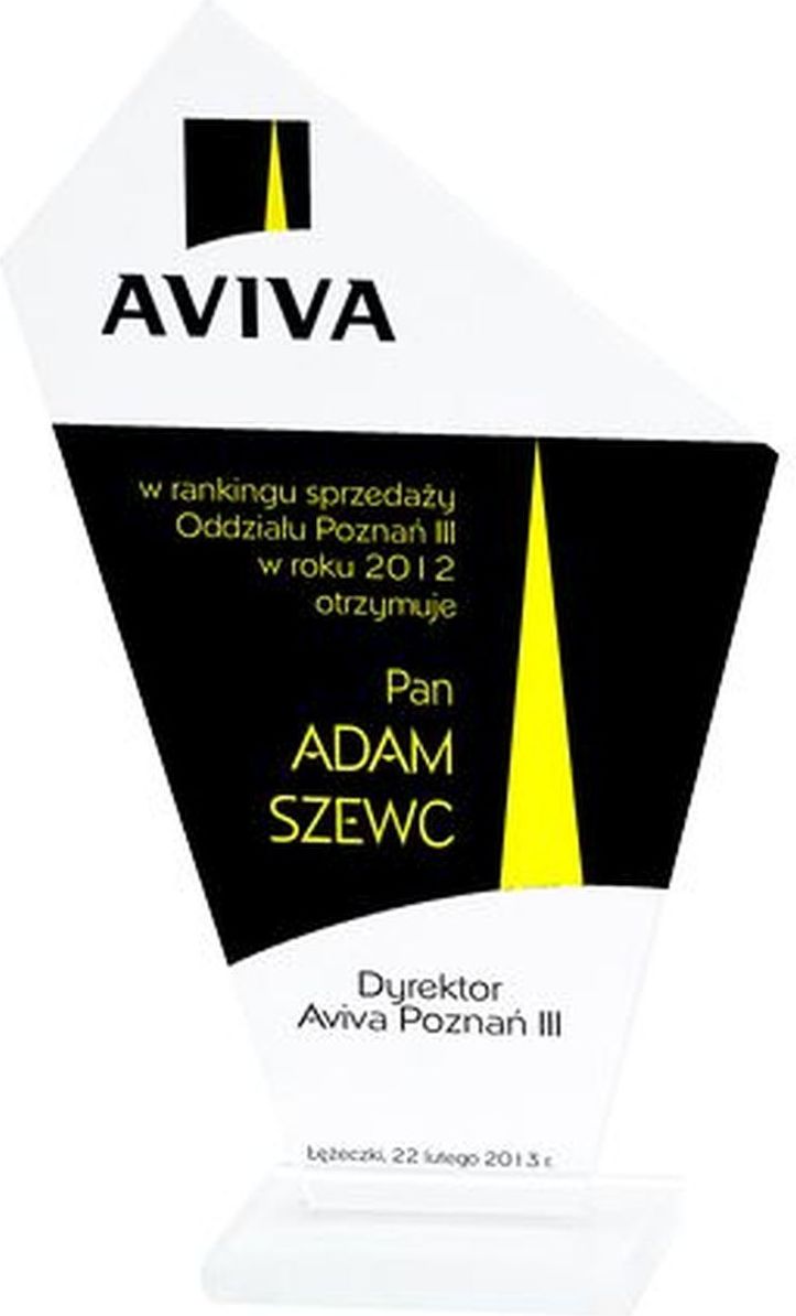 VS Trofeum szklane grawerowane + wypełnienie farbą