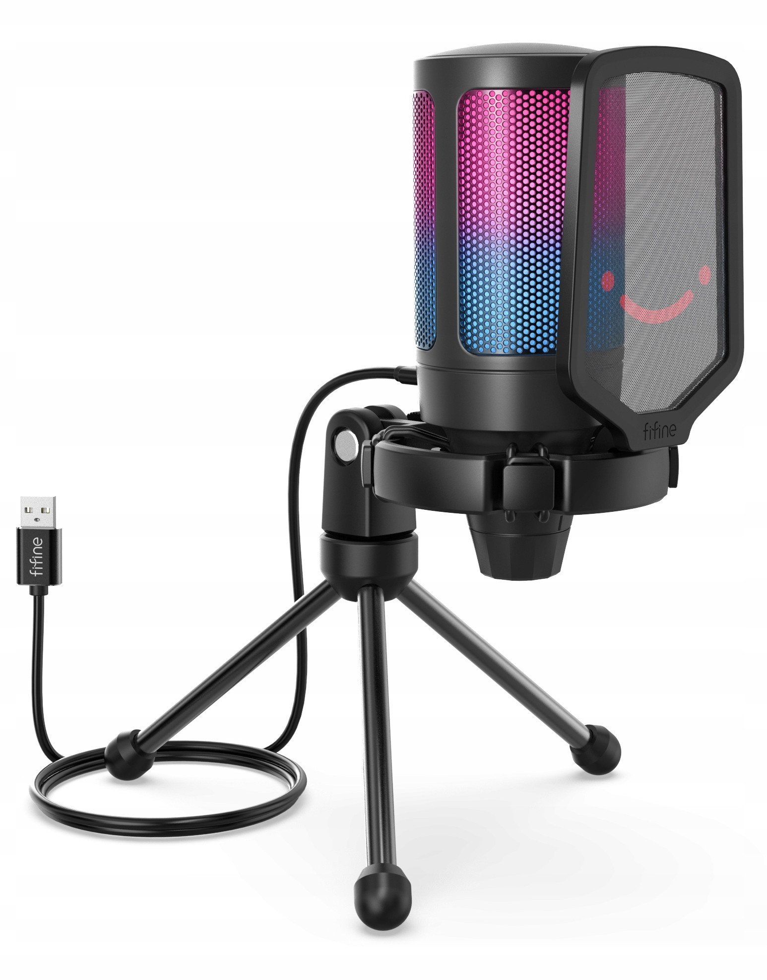 Mikrofon pojemnościowy studyjny Fifine A6V AMPLIGAME RGB gla graczy