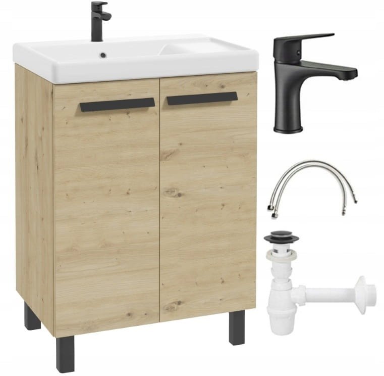 Zestaw łazienkowy szafka z umywalką 80x60 + bateria syfon korek click-clack Bonita