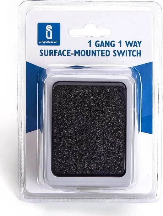 Aigostar Włącznik pojedynczy jednobiegunowy natynkowy typu niemieckiego szary Łącznik pojedynczy jednobiegunowy natynkowy typu niemieckiego szary