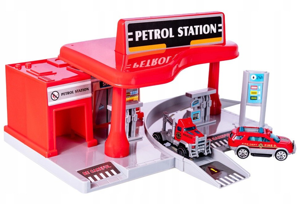 STACJA BENZYNOWA STRAŻ POŻARNA STRAŻAK AUTA