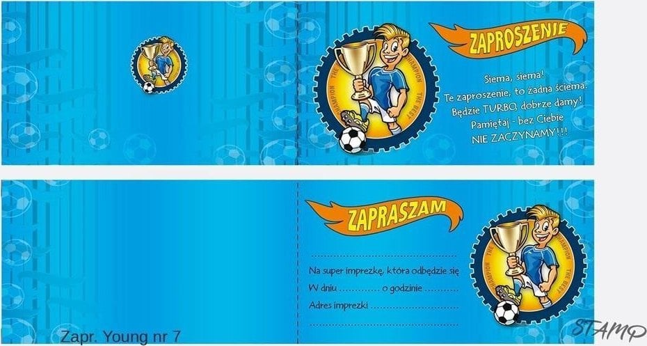 Zaproszenia Young Chłopiec wzór nr 07 10szt