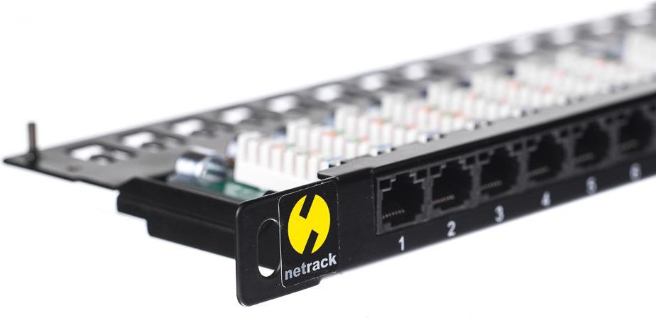 NetRack Patch panel 19'' 0,5U 24-porty Kat. 6 UTP Czarny (104-11)