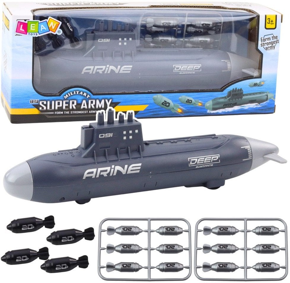 Statek Łódź Podwodna Strzelająca Torpedami Napęd Ciemnoszara 28cm LEAN Toys