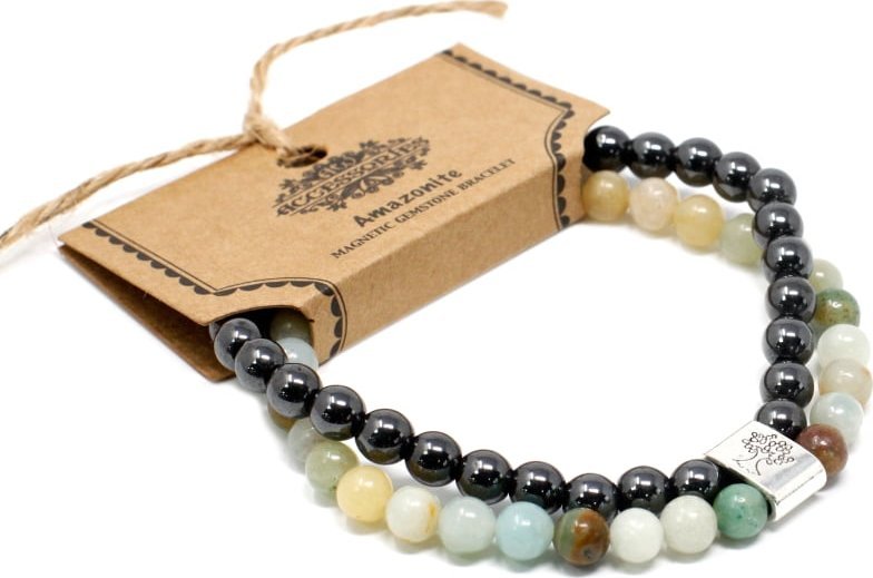 Lovrin Bransoletka magnetyczna z kamieniami - Amazonit