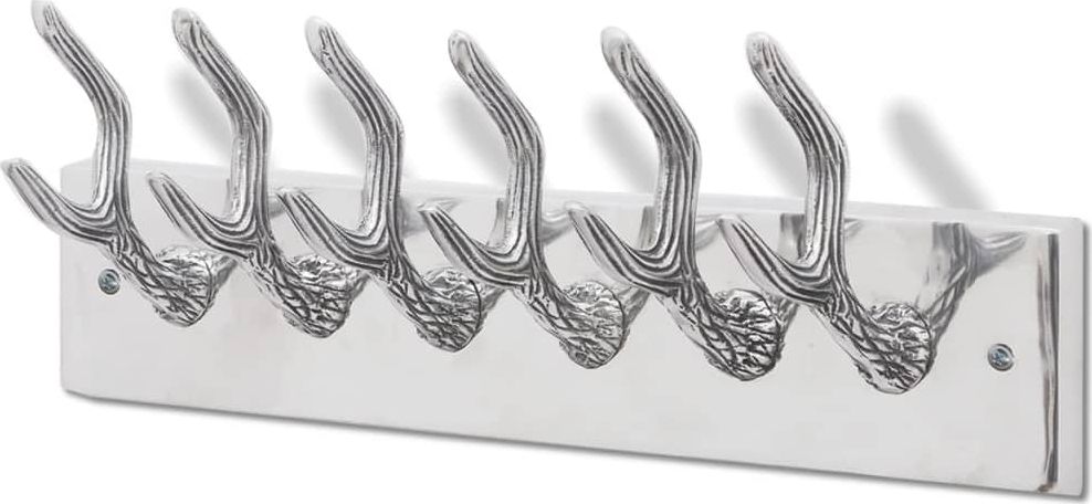 vidaXL Aluminiowy wieszak ze srebrnymi haczykami