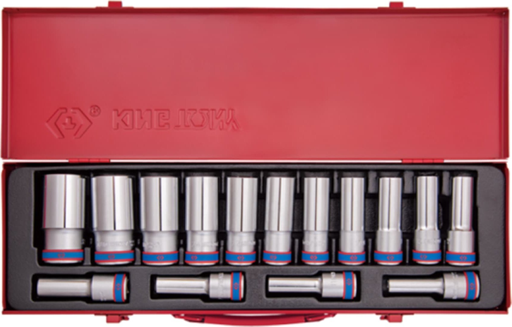 King Tony ZESTAW NASADEK 1/2" 15cz. DŁUGIE 12-kąt. KASETA King Tony