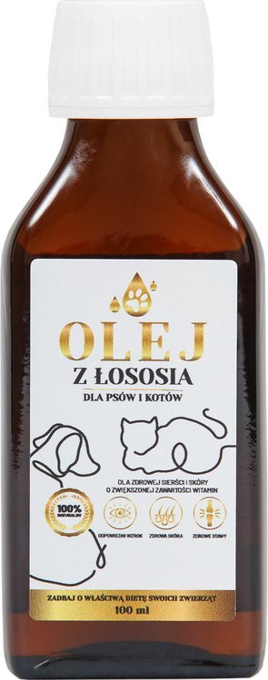 Triton Lab-V Olej z Łososia 100% Dla Psa i Kota w Każdym Wieku 100ml Tłoczony Na Zimno