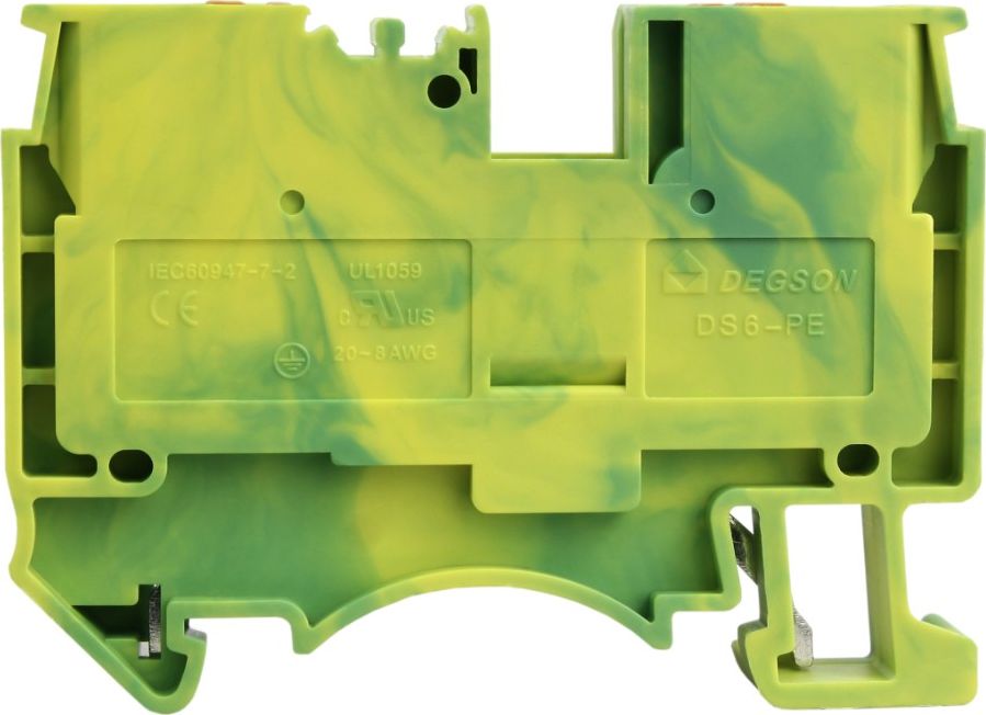 Degson Złączka szynowa przelotowa zaciskowa żółto-zielona PE 6mm2 1P UL