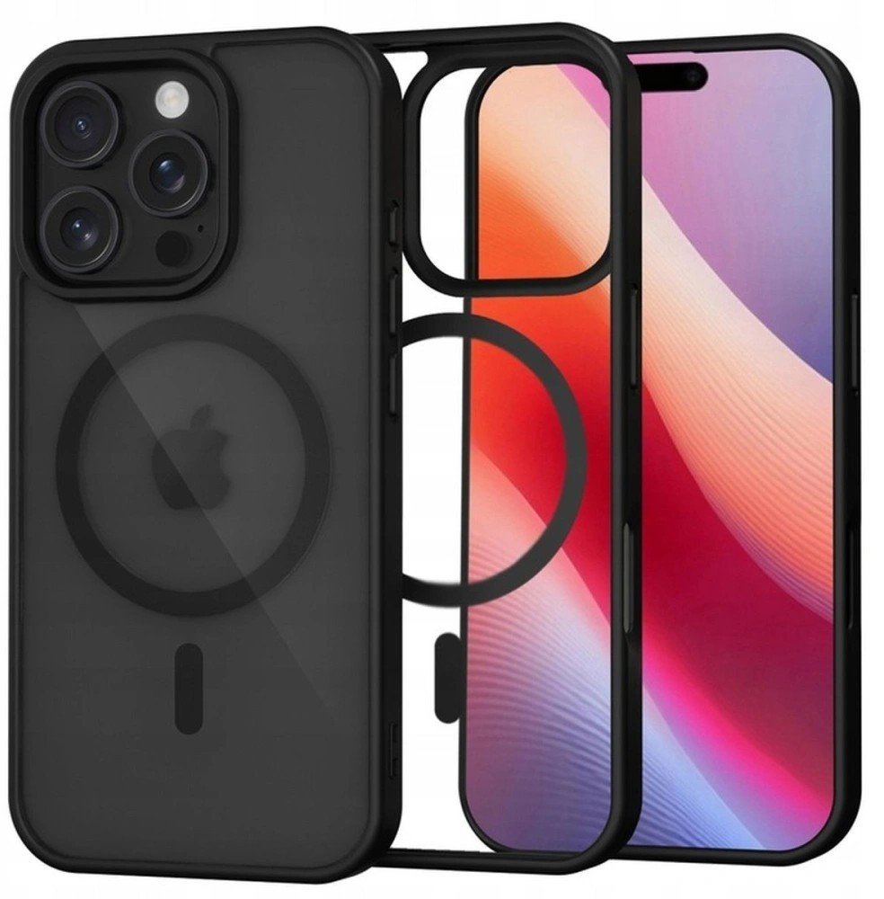 Etui Magnetyczne Supero TPUAcrylic MagSafe do iPhone 16 Pro Max, przezroczysto-czarne