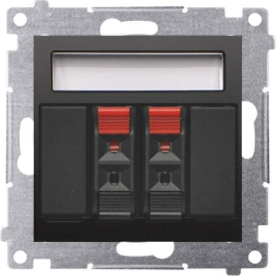 Kontakt-Simon Gniazdo głośnikowe Kontakt Simon 54 DGL32.01/49 podwójne z polem opisowym moduł przekrój przewodów dla wejścia i wyjścia 2,5mm2 czarne