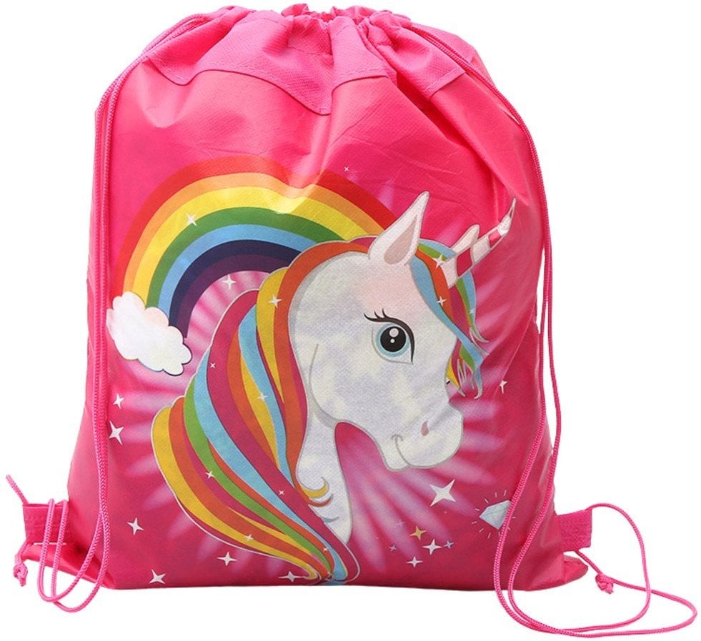 Worek Szkolny Na Buty Strój Gimnastyczny Jednorożec Tęcza Różowy 35x27 cm