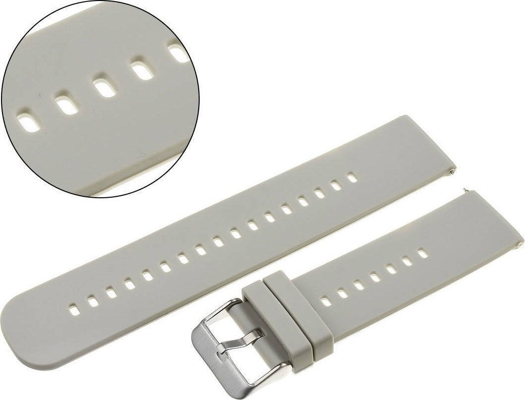 AlleTime Pasek uniwersalny 20 mm silikonowy szary srebrna zapinka + teleskopy