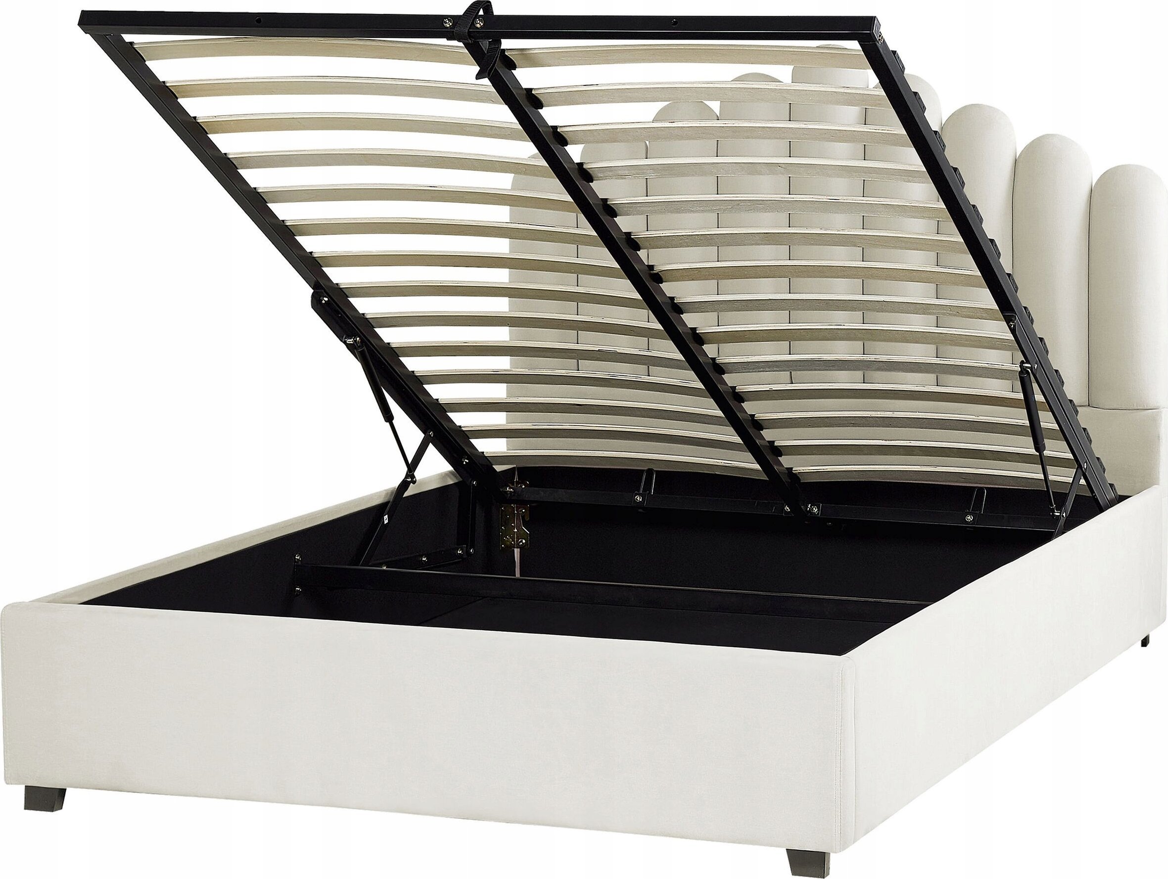 Beliani Łóżko z pojemnikiem welurowe 140 x 200 cm złamana biel VINCENNES