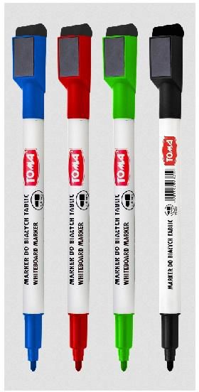 Toma Marker do tablic 4 kolory + magnes + ścierak TOMA - 265054
