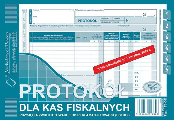 Michalczyk & Prokop Protokół dla kas fiskalnych A4 80 (173-3E)