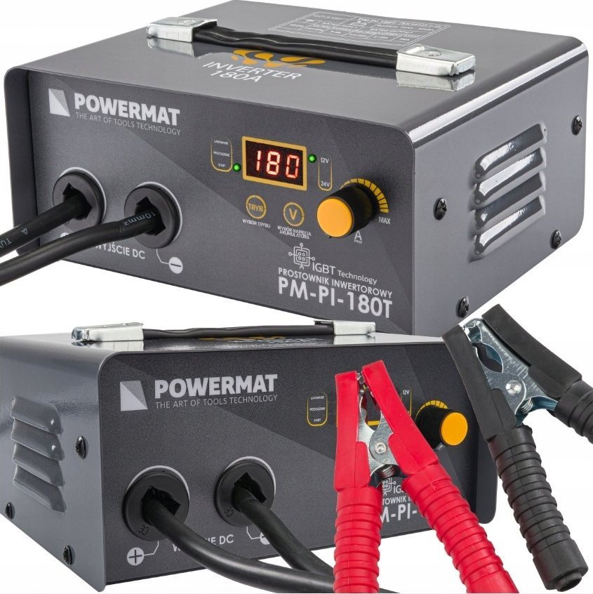 Powermat Prostownik AKUMULATOROWY Inwertorowy z Rozruchem 180A 12/24 V Ładowarka 30A