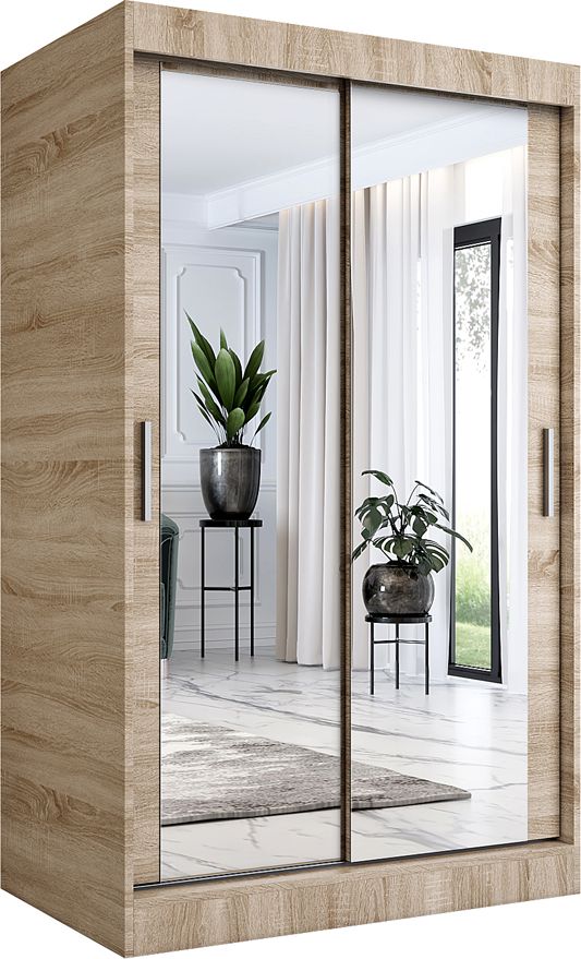 Elior Szafa przesuwna z lustrem w kolorze dąb sonoma 120 - Edna 3X