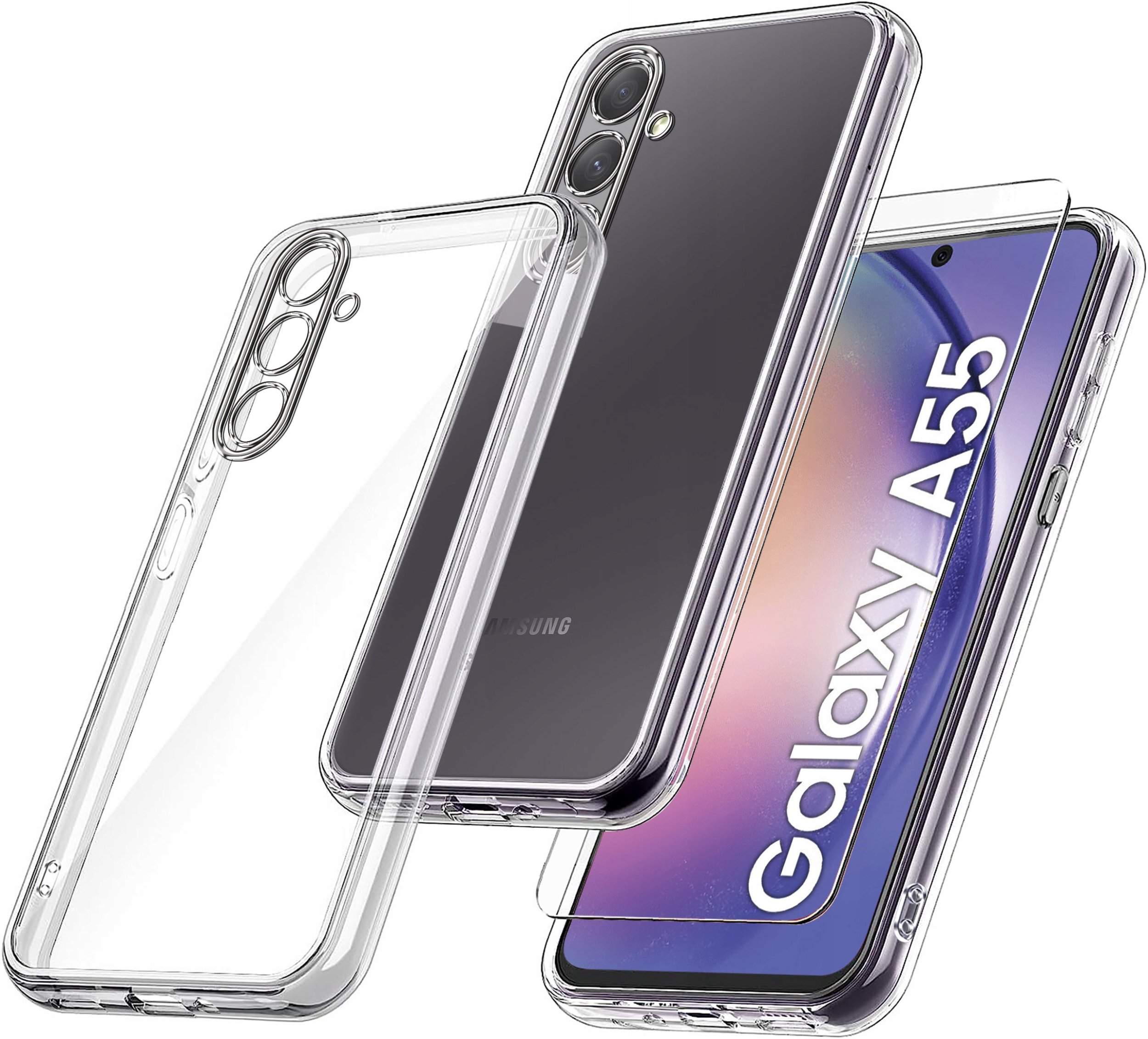 Etui do Samsung Galaxy A55 | A55 5G WZMACNIANE 360 CLEAR + Szkło 9H