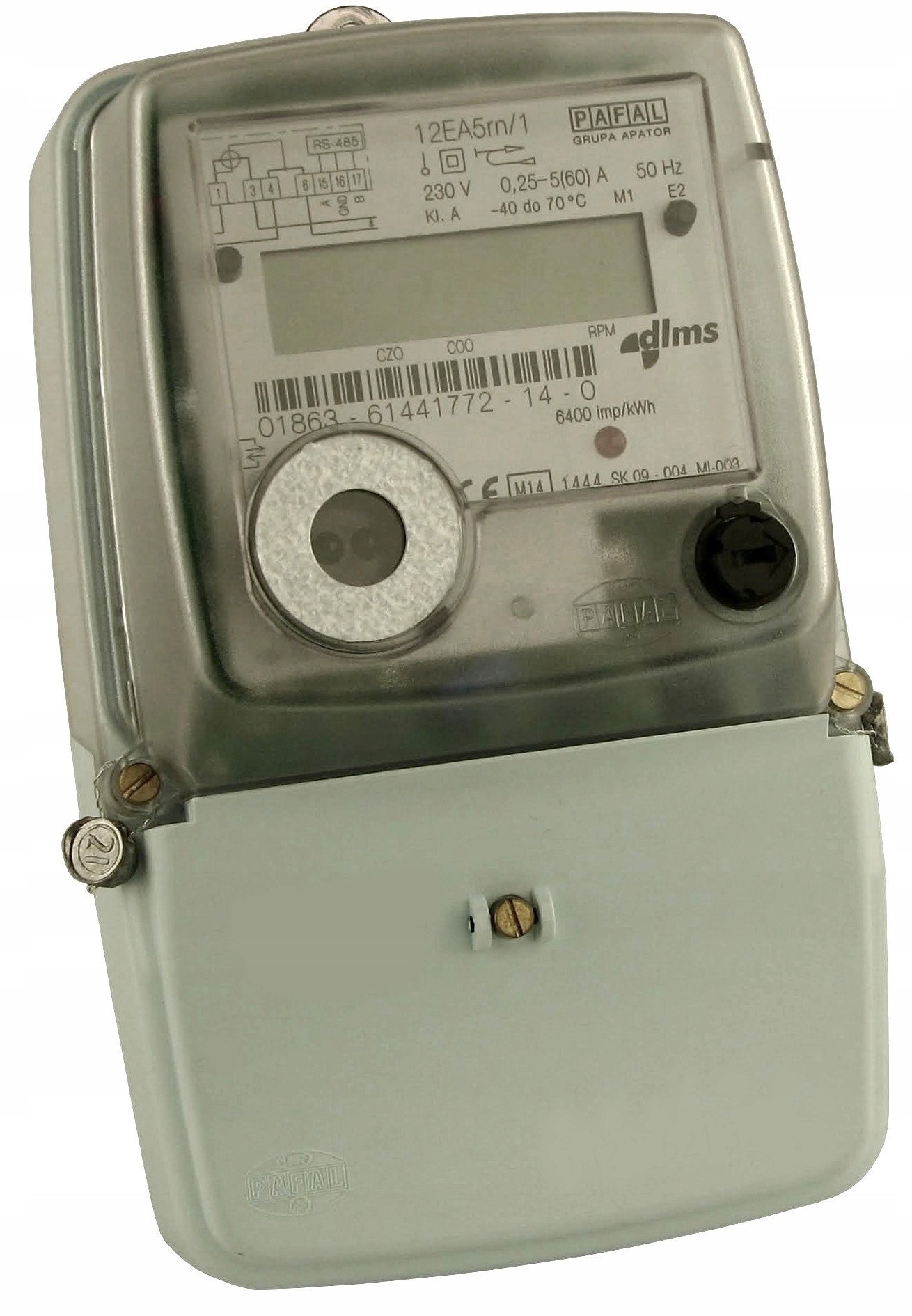 Red`s Music Licznik energii prądu 1-fazowy 5/60A 12EA5rn-G12W-WZ-TE wzorcowany dwutaryfowy G12W Tauron Energa elektroniczny na podlicznik Pafal Apator