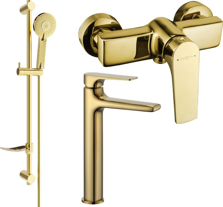 Mexen Mexen Lynx DF40 zestaw prysznicowy, złoty - 745914DF40-50