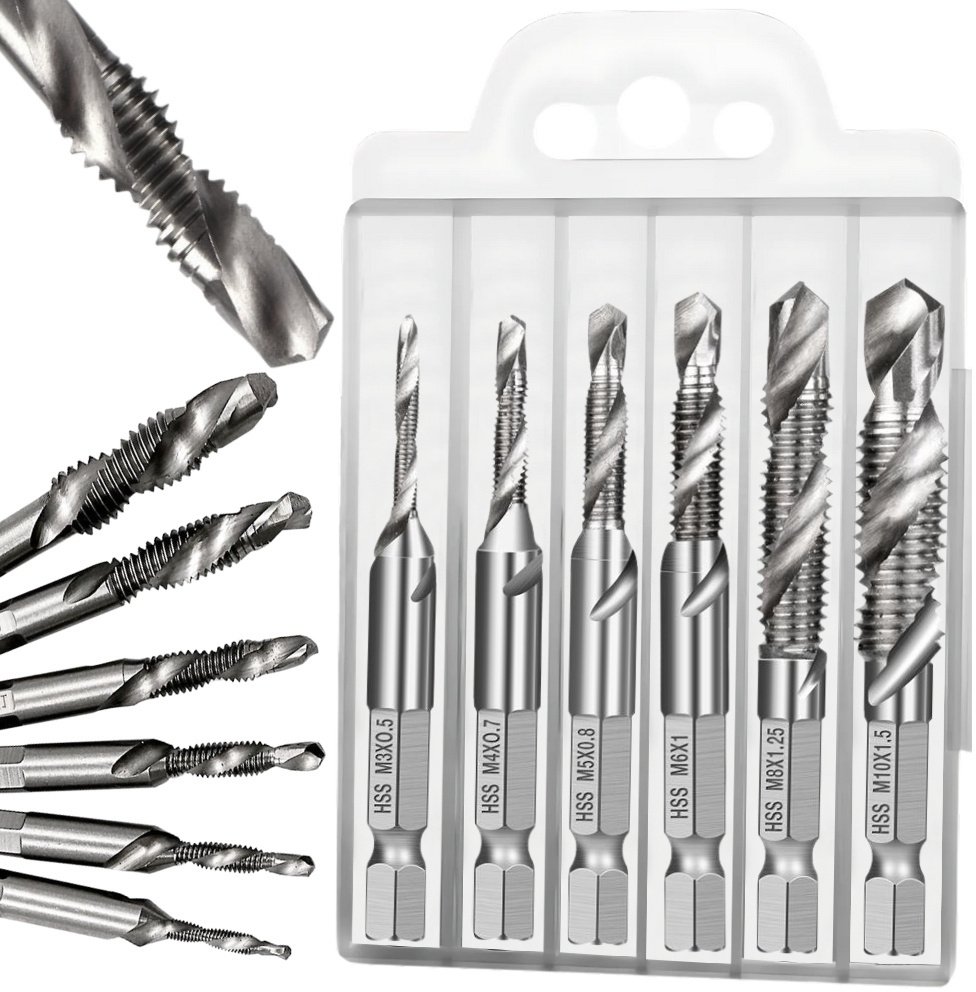 Wiertła gwintujące m3-10m hex gwintowniki zestaw gwintowników hss 6 szt