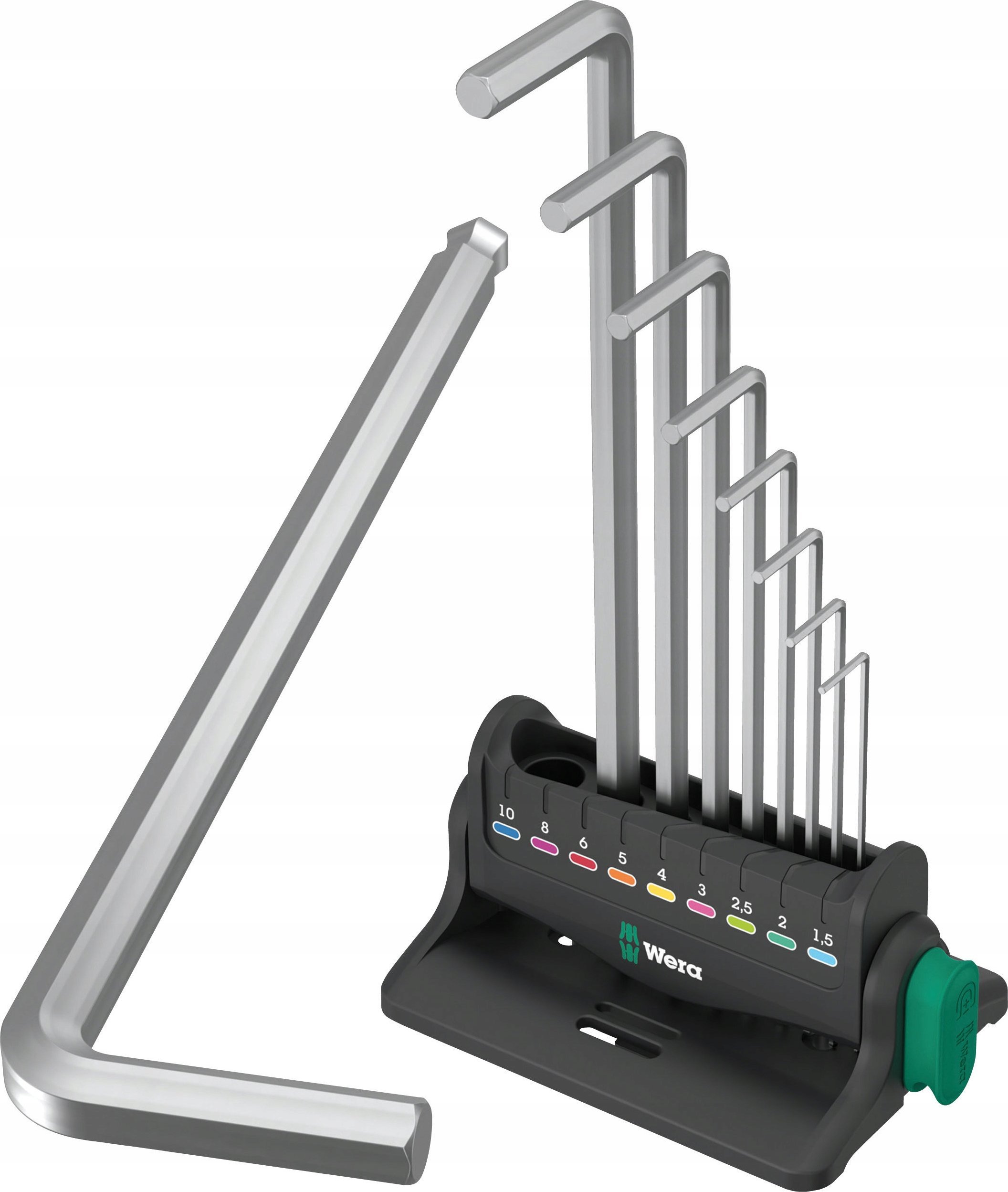 Wera Wera 950/9 Hex-Plus 8 L-key set, 9 pieces, screwdriver (chrome, with retaining clip and wall holder)