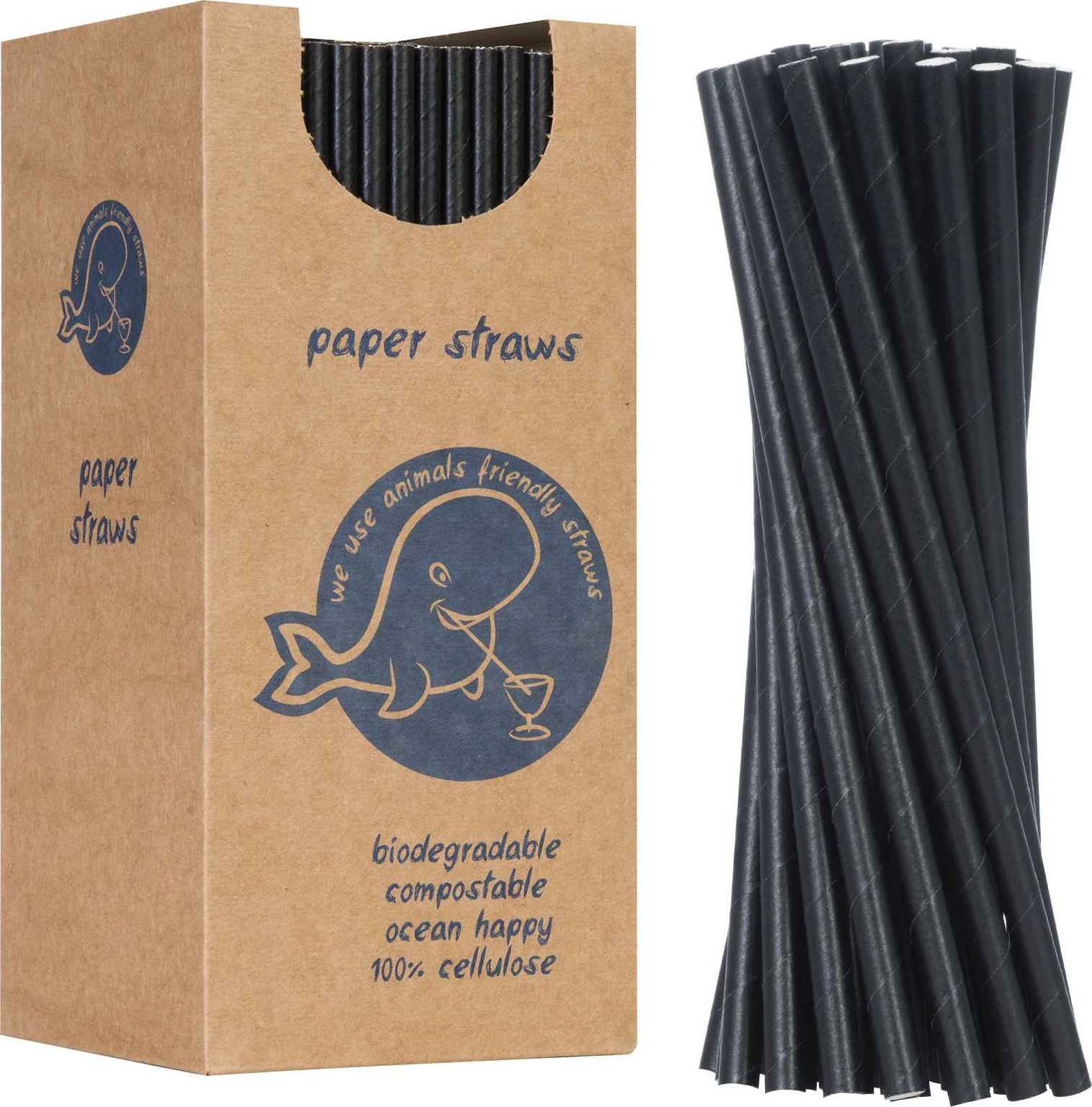 GSG słomki papierowe BIO* PAPER STRAWS grube 8/205mm czarne 160 sztuk (1009915)
