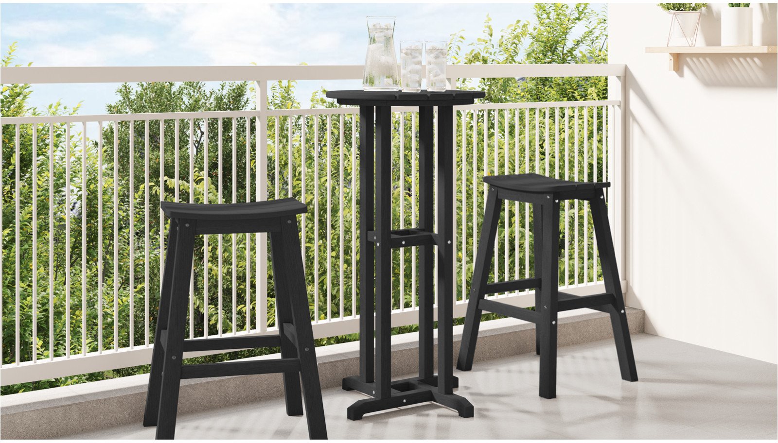 vidaXL Stół Barowy Czarny 55x55x107 cm HDPE